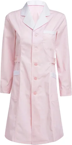 Vista 3 de Lejafay Vestidos de mujer y adultos, acampanados, solapa, botón frontal, hospital, enfermera, bata de laboratorio, uniforme
