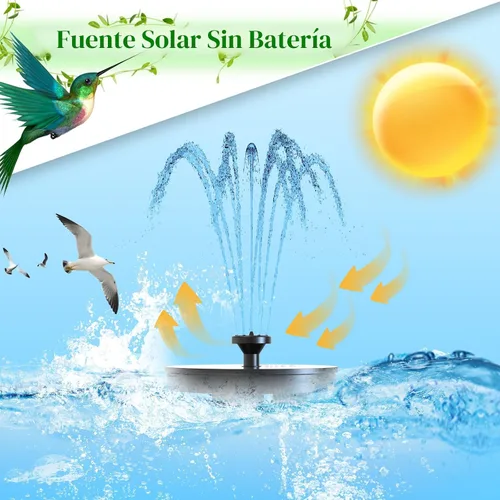 Vista 4 de AMZtime Fuente Solar de Agua, Fuentes Solares de Baño para Pájaros Mejoradas con 6 Boquillas, Bomba de Fuente Solar Flotante y Independiente