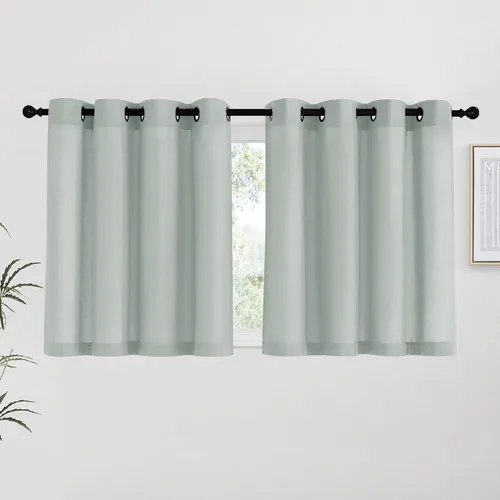 Vista 61 de NICETOWN - Cortinas de lino angora para ventana de cocina sobre el fregadero, con ojales, lino grueso angora, tratamientos cortos para ventanas