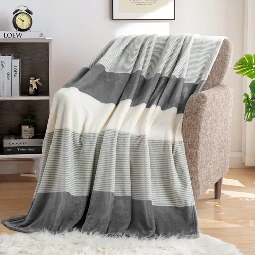Vista 16 de Homelike Moment Manta de cama de forro polar, tamaño Queen, color gris, suave y esponjosa, manta grande de franela de felpa mullida y acogedora