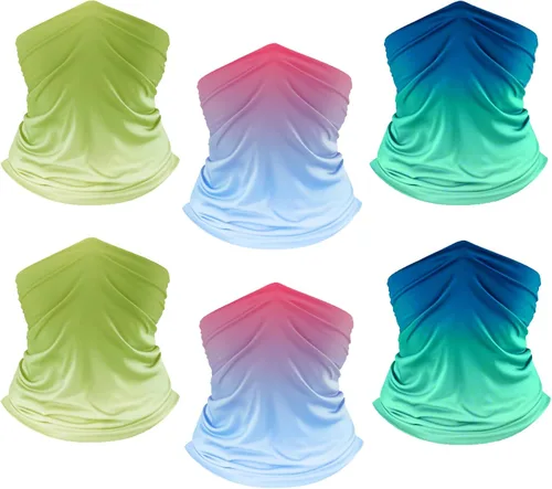 Vista 11 de UPF 50+ Sun Protection UV Cooling Neck Gaiter Face Mask Gradient Color Scarf Breathable Bandana for Men & Women