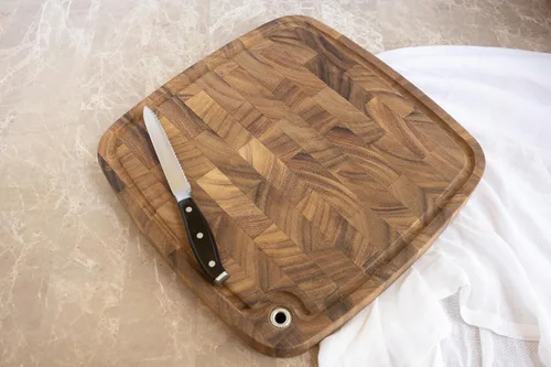 Vista 2 de Ironwood Gourmet Carolina - Tabla de cortar de madera de acacia, tabla de cortar de bloque de carnicero de grano final de 14 pulgadas con canal