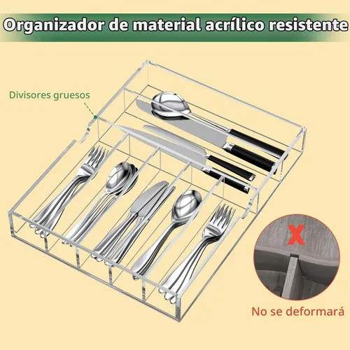 Vista 2 de NIUBEE Bandeja de utensilios de acrílico para cajón, organizador de Acrílico transparente