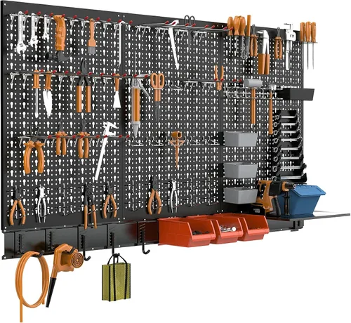 Vista 2 de TORACK - Sistema organizador de pared de metal de 24 x 48 pulgadas, kit de Negro