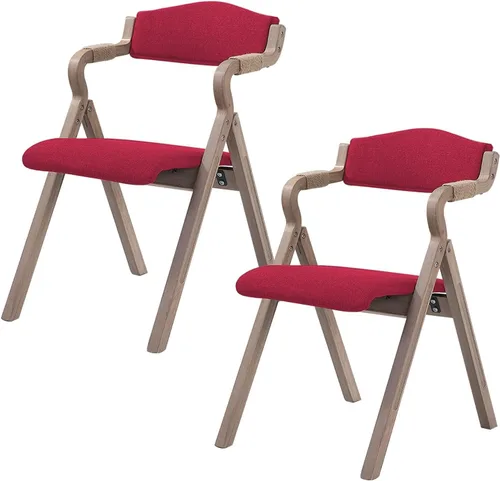 Vista 9 de 2-Pack Folding Chairs with Cushion, Farmhouse Folding Dining Chairs, Linen Padded Foldable Chairs for Dining Room, Parties, Office(Beige)