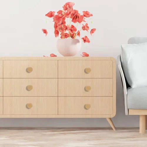 Vista 3 de 6 piezas de tiradores redondos de madera con orificio único para cajones, pomos de gabinete de 1.56" con un orificio, accesorios de hardware