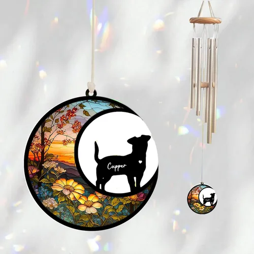 Vista 6 de LOVELYPOD Campanillas de viento para perros, regalos personalizados de pérdida de mascotas para amantes, adorno conmemorativo de condolencias, 3.54