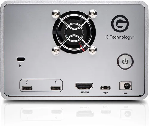 Vista 5 de G-Technology G-RAID de 36 TB con Thunderbolt 3, USB-C (USB 3.1 Gen 2) y HDMI, sistema de almacenamiento extraíble de doble unidad, color plateado