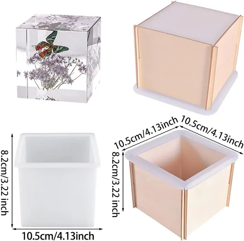 Vista 6 de Molde de resina cuadrado de 3 pulgadas, molde de silicona de cubo grande para fundición de resina, moldes epoxi transparentes para decoración