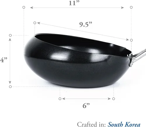 Vista 7 de TECHEF - Goody Pan - Sartén Wok - Sin PFOA, apta para lavavajillas y horno, fabricada en Corea (11 pulgadas)