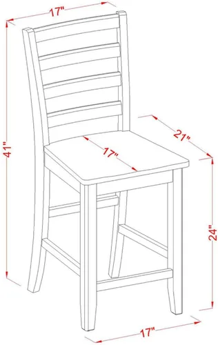 Vista 3 de East West Furniture FAS-BLK-W Fairwind Taburetes de bar con altura de mostrador, sillas de asiento de madera con respaldo de escalera, juego de 2