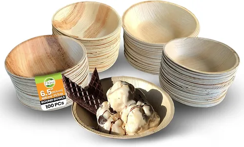 Vista 9 de Raj Unique Collection 7.5" Cuencos redondos de hoja de palma, mejores que cuencos de bambú y papel, desechables, compostables, biodegradables