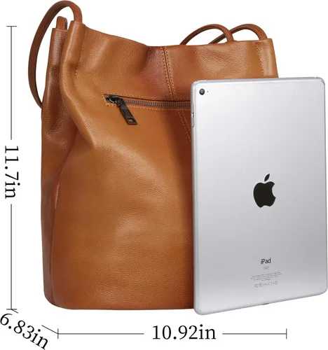 Vista 3 de Iswee - Bolsos de cuero genuino, diseño de hombro Hobo, bolsos para mujer