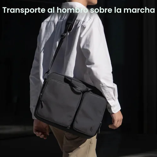 Vista 2 de tomtoc A33 Slim - Bolsa de hombro para laptop de 13-14 pulgadas para MacBook Air/Pro M5/M4/M3, maletín con almacenamiento de accesorios y Negro