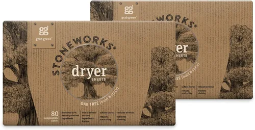 Vista 7 de Grab Green Stoneworks - Hojas compostables para secadora, aroma de rama de abedul, 80 unidades, suavizante de ropa a base de plantas y minerales que