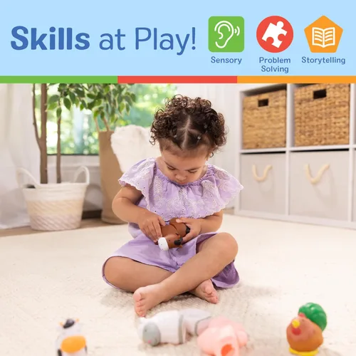 Vista 5 de Bloques educativos Melissa & Doug, Pop Baby Toy, 10 piezas conectables, animales de granja