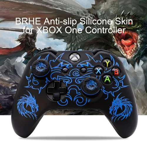 Vista 5 de Xbox-One Controller Skin, BRHE Anti-Slip Silicone Cover Protector Case Accessories Set for Microsoft Xbox 1 WirelessWired Gamepad Joystick with 2
