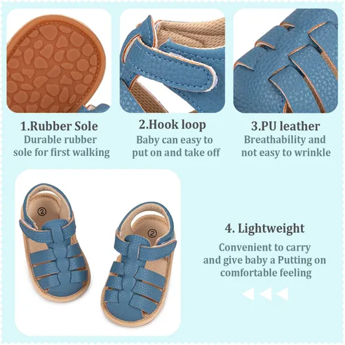 Vista 5 de Babelvit Infant Baby Girls Boys Soft Summer Sandals Casual Dress Shoe Anti Slip Rubber Sole Outdoor Flats Toddler First Walker Shoes