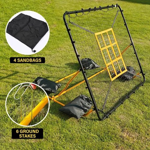 Vista 7 de Utheer Red de rebote de béisbol de 4 x 4.5 pies con zona de ataque y objetivo de 9 rejillas para béisbol, softbol, fútbol, voleibol, lacrosse, 3