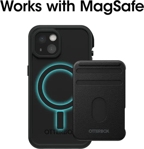 Vista 8 de OtterBox FRē Series - Funda impermeable con MagSafe (diseñada por LifeProof) para iPhone 14 Plus, color negro