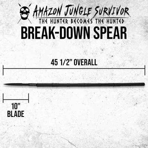 Vista 2 de Lanza de supervivencia de Amazon Jungle Survivor Hoja de acero inoxidable 2Cr13 con acabado no reflectante Mango de acero texturizado Estuche