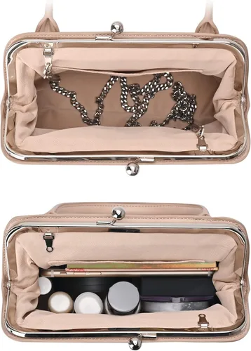 Vista 5 de GM LIKKIE Bolso de mano para mujer bolso de mano vintage Kiss Lock de noche bolso cruzado con asa superior