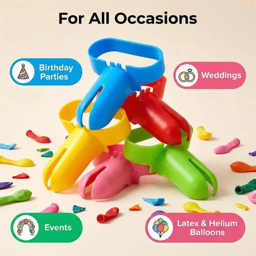 Vista 2 de Asltw - Herramienta de atar globos, paquete de 5, anudador rápido de globos para decoración rápida, herramienta de nudo ligera para globos de látex