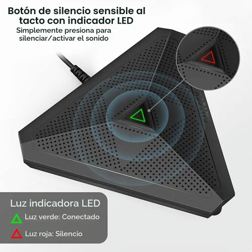 Vista 3 de CMTECK Micrófono USB para Conferencias, Botón de Silencio, Micrófono de Condensador Omnidireccional de Superficie para Grabación, Transmisión