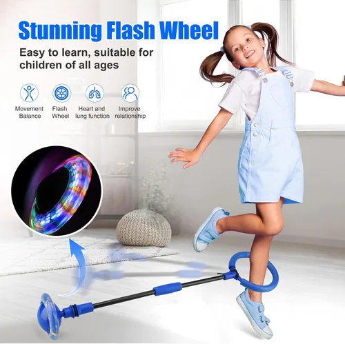 Vista 3 de Chridark Pelota de Salto de Tobillo para Niños - Pelota de Salto Plegable con Rueda Luminosa, Juguetes de Juego al Aire Libre para Niños y Adultos
