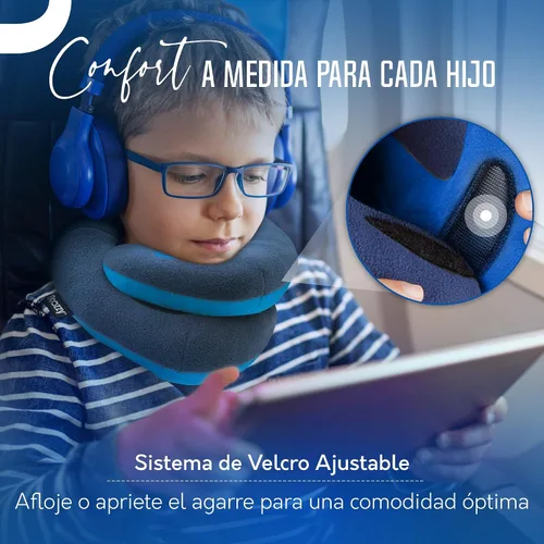 Vista 3 de BCOZZY Paquete de 2 almohadas de viaje para niños, color rosa pequeño y azul marino pequeño, soporte patentado para la cabeza, el cuello