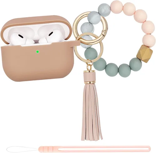 Vista 10 de Funda compatible con Airpods Pro de 2ª generación 2022, funda protectora de silicona suave con llavero de pulsera para Apple Airpods Pro 2 funda