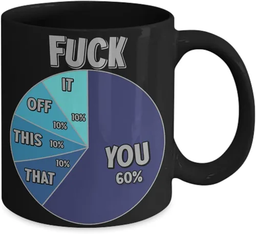 Vista 2 de Fuck You It Off This That Hilarous Pie Chart Taza divertida para hombres, 11 o 15 onzas, taza de café de cerámica sarcástica blanca o negra, Blanco