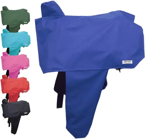 Vista 6 de Tahoe Funda de sillín impermeable de nailon resistente de alta calidad con seis correas elásticas de sujeción y fundas de estribo, se adapta a