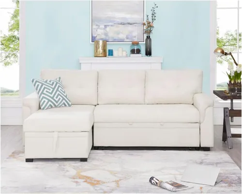 Vista 16 de Naomi Home Transforma Cualquier Espacio: Sofá Seccional Reclinable con Sofá Cama Convertible y Chaise Acogedora. Encuentra Comodidad Tranquila