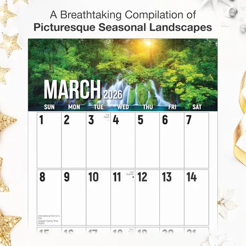 Vista 3 de RED EMBER The Big Grid - Calendario de pared 2026 Seasons in Nature de 12 meses 12 x 24 pulgadas abierto Regalo de vacaciones Calendario