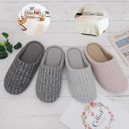 Vista 6 de ofoot Pantuflas de casa de espuma viscoelástica de algodón lavable para mujer, para el hogar, para interiores, para dormitorio, ligeras