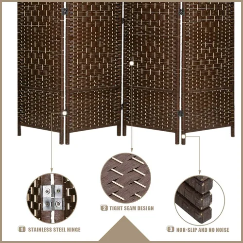 Vista 2 de Vnewone - Divisor de habitación de 6 pies de alto, fibra de tejido de diamante, pantalla de privacidad, divisor de habitación plegable para sala
