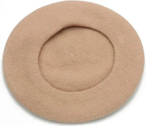 Vista 4 de Wheebo Boina de lana, color sólido, estilo francés, gorro cálido de invierno para mujeres y niñas Albaricoque