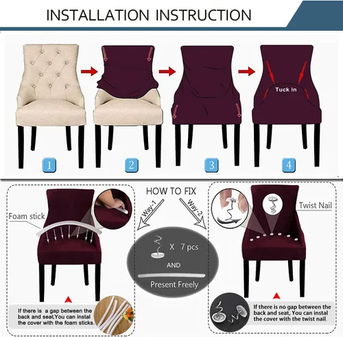 Vista 7 de Wingback - Funda impermeable para silla, funda de jacquard elástica (beige, 1 unidad) Instant room refresh with easy cleanup, dependable mess