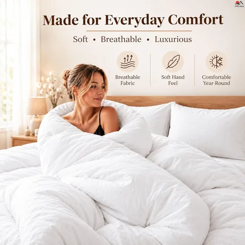 Vista 49 de ARlinen Juego de funda de edredón de tamaño individual, 100% algodón egipcio, juego de ropa de cama de 3 piezas con cierre de cremallera, incluye 1