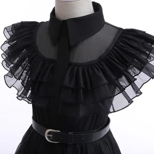 Vista 6 de Disfraz de Halloween para niñas, disfraz de cosplay con peluca, cinturones y accesorios, 3T-12T
