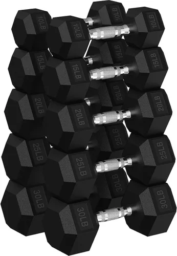 Vista 12 de HANDBODE Rubber Coated Hex Dumbbell Set, 90-640 lb