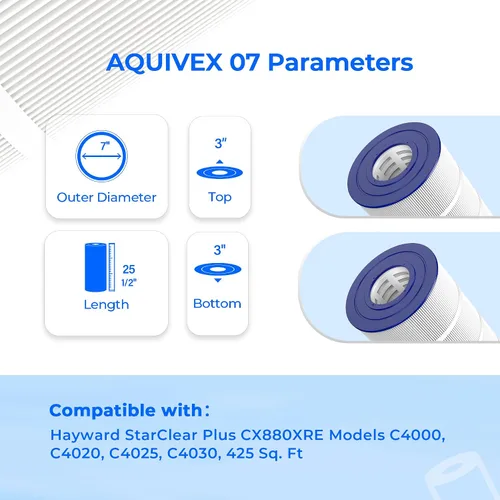 Vista 3 de CX880XRE - Cartucho de filtro de piscina, compatible con Hayward SwimClear C4000, C4020, C4025, C4030, Hayward C880E, CX880XREPAK4, Pleatco PA106
