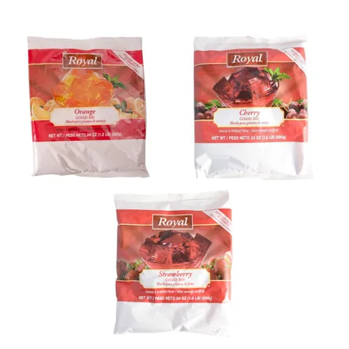 Vista 5 de Royal Gelatin Mix Combo Pack, agente espesante, mezcla de postre (1 cada uno, naranja/lima/fresa)