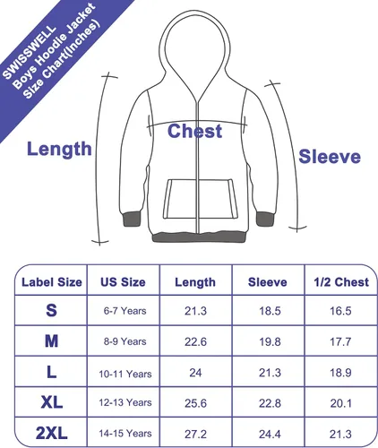 Vista 6 de Sudadera con capucha Swisswell, capucha con cierre completo para niños con forro de sherpa grueso