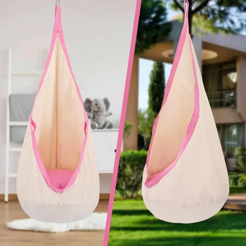 Vista 7 de YAERSI Silla de hamaca infantil de algodón con cojín inflable de PVC
