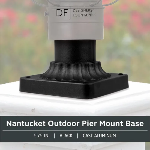 Vista 2 de Designers Fountain Base de luz de poste para exteriores, montaje de muelle de 5.75 pulgadas para terraza, porche y patio, aluminio fundido, negro