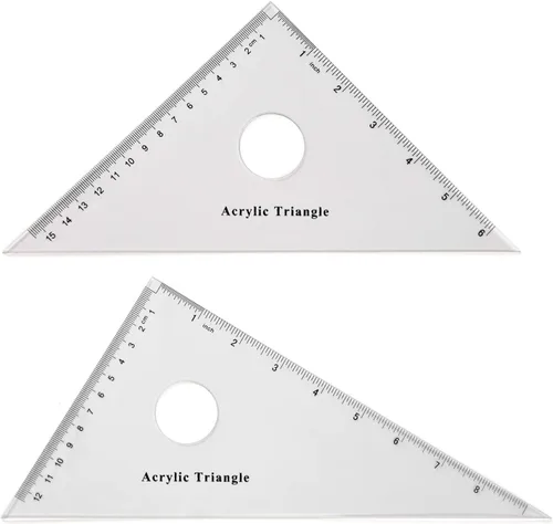 Vista 8 de Coopay Juego de reglas de plástico para herramientas de geometría matemática de 12 pulgadas, incluye regla recta, regla triangular, transportador
