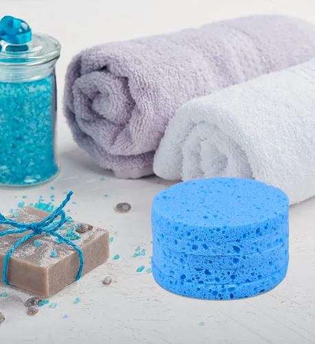 Vista 5 de 50 esponjas faciales comprimidas para limpieza diaria y exfoliación suave, esponja de celulosa 100% natural, perfecta para eliminar la piel muerta