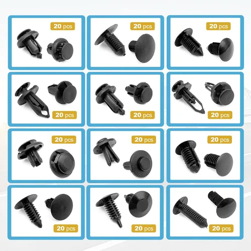 Vista 6 de 240 clips de retención de parachoques – Clips de retención de empuje para automóvil, remaches de plástico, kit de retención de empuje